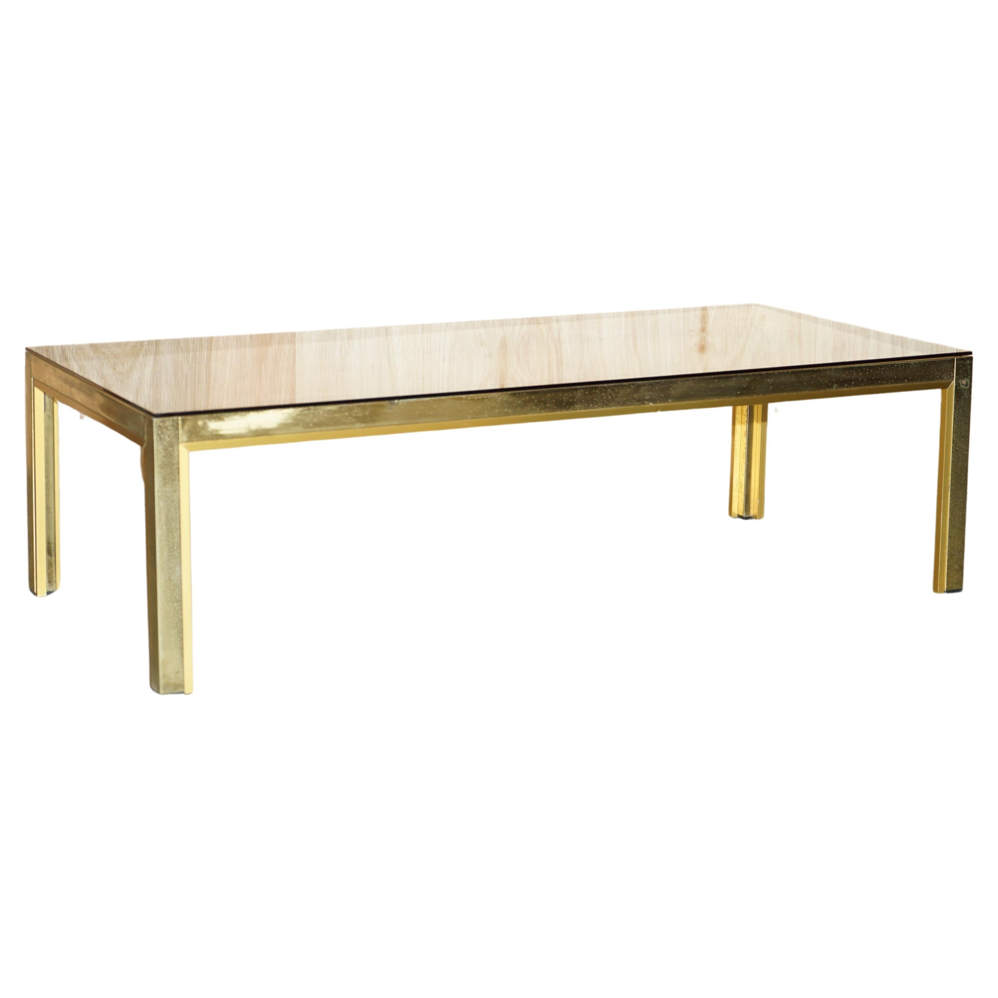 circa 1950's Mid-Century Modern Brass & Glass Coffee Cocktail Table Part Suite