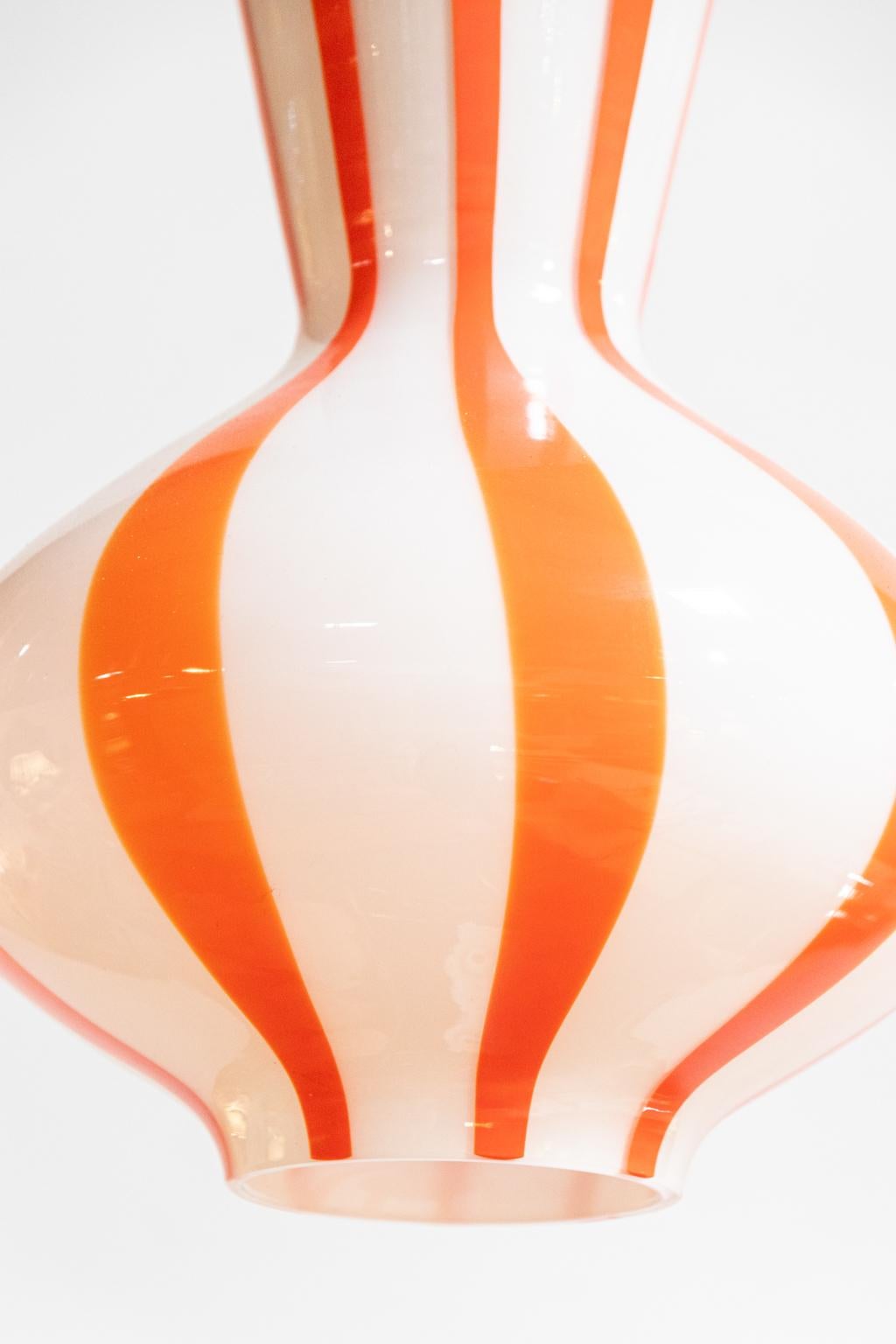 Mid-Century Modern circa 1950s Murano Hanging Glass in Orange and White For Sale