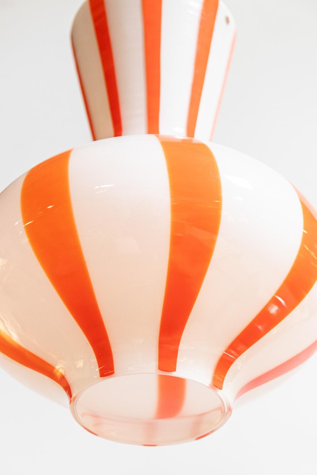 circa 1950s Murano Hanging Glass in Orange and White In Good Condition For Sale In Stamford, CT