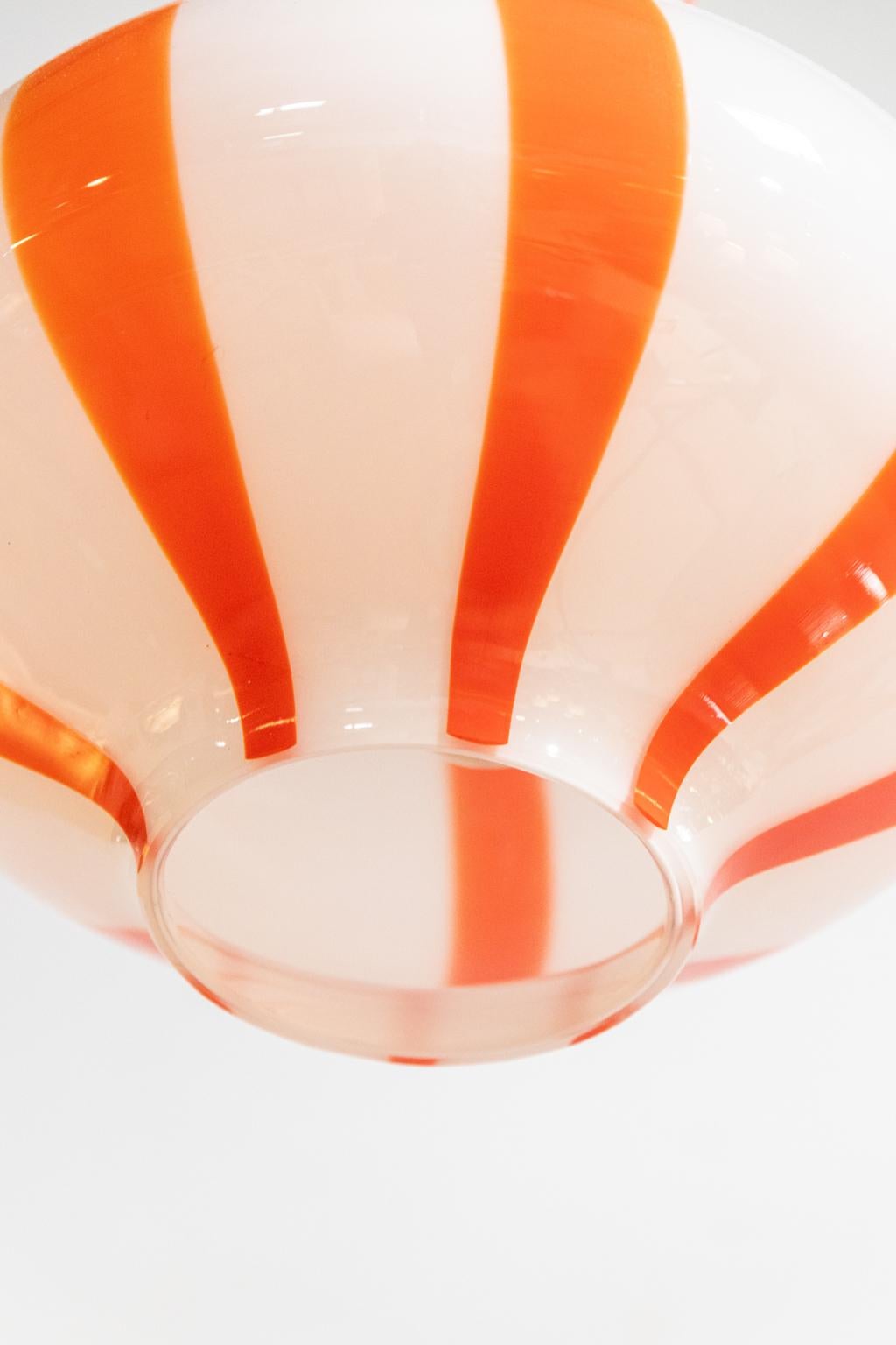 circa 1950s Murano Hanging Glass in Orange and White For Sale 2