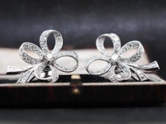 Circa 1950s Platinum Diamond Clover Earrings