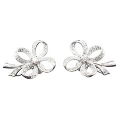 Circa 1950s Platinum Diamond Clover Earrings