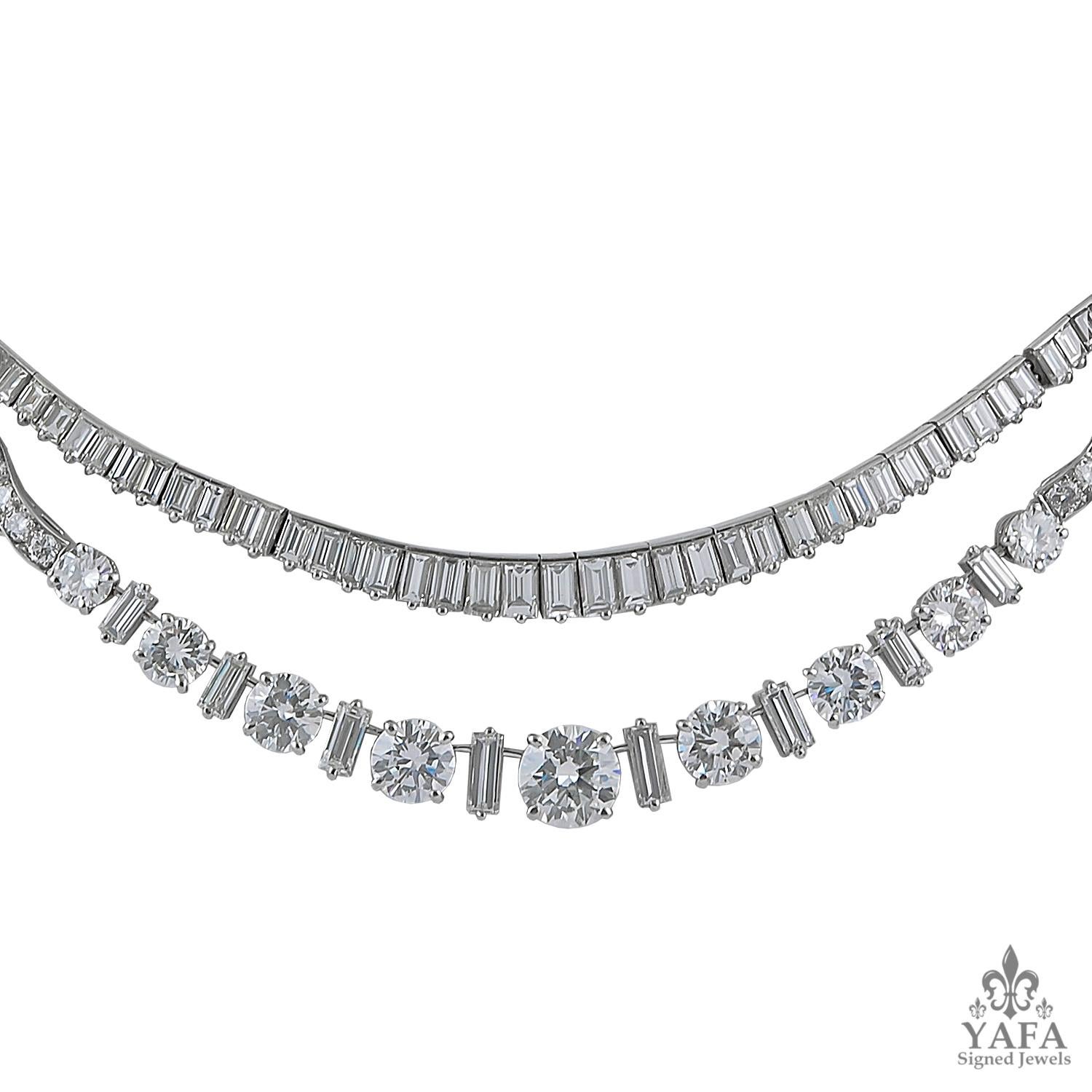 Platin-Diamant-Halskette, ca. 1950er Jahre im Zustand „Gut“ im Angebot in New York, NY
