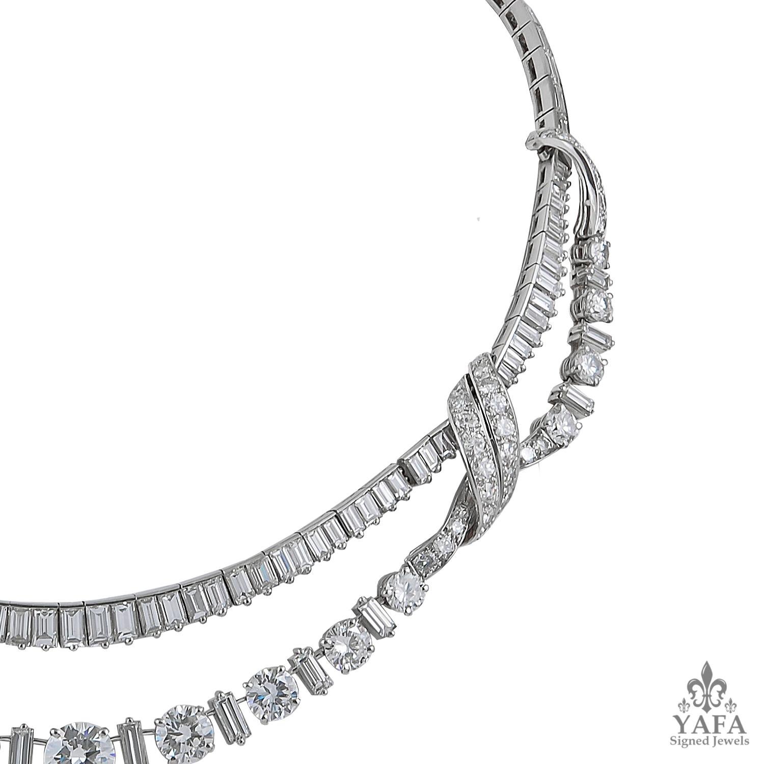 Platin-Diamant-Halskette, ca. 1950er Jahre Damen im Angebot