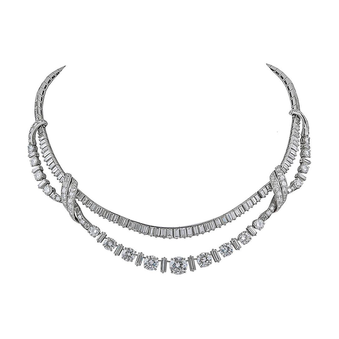 Circa 1950s Platinum Diamond Necklace