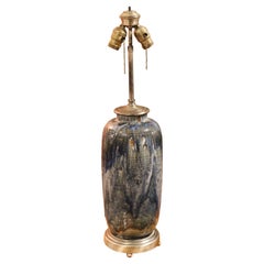 Circa 1950s Rookwood Blue Glazed Pottery Lamp
