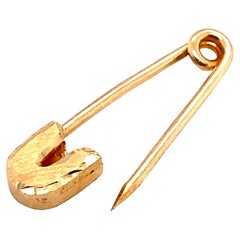 Circa 1950s Safety Pin Brooch Charm in 19 Karat Gold