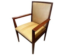 Circa 1950's Set of 4 Habeo German Wooden Chairs with Custom Leather Upholstery