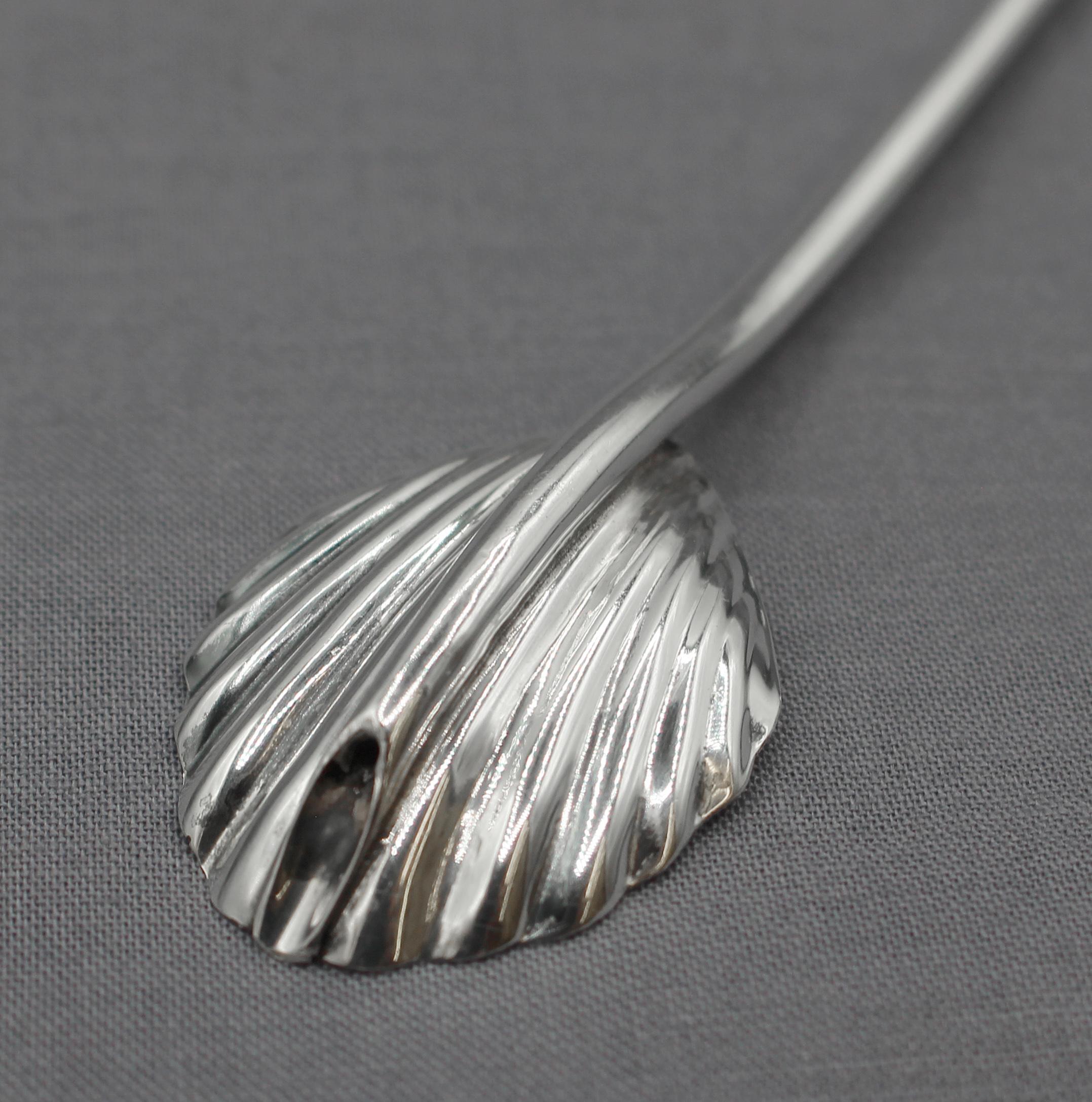 Mid-Century Modern Circa 1950s Set of 7 Sterling Silver Probably Mexican Sipping Spoons