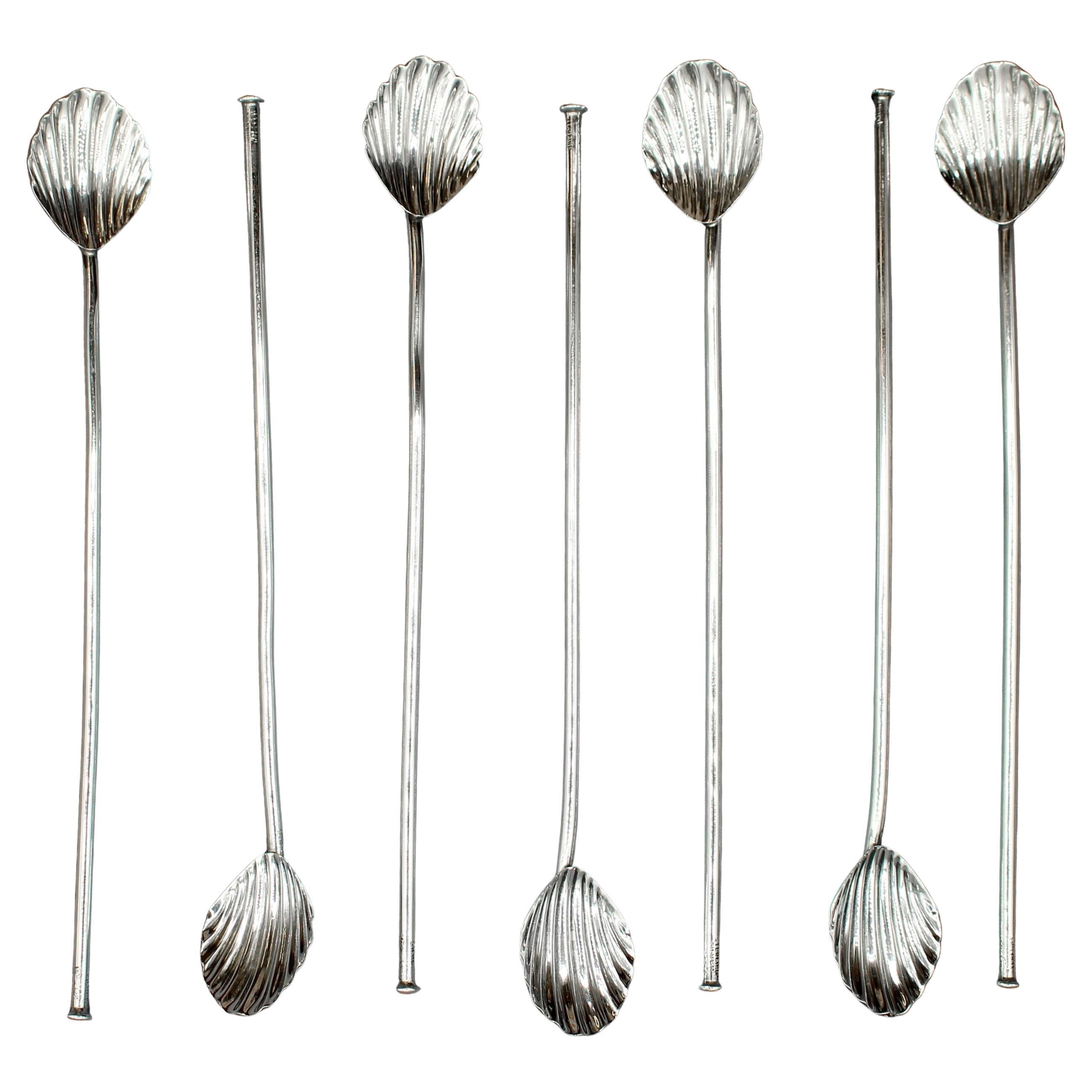 Circa 1950s Set of 7 Sterling Silver Probably Mexican Sipping Spoons