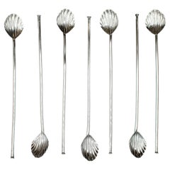 Circa 1950s Set of 7 Sterling Silver Probably Mexican Sipping Spoons