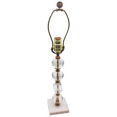 Circa 1950s Stacked Cut and Orb Crystal Lamp With Carrara Marble Base