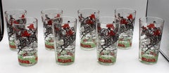 Circa 1950s "Tally Ho" Fox Hunting Highball Glasses by Hazel-Atlas