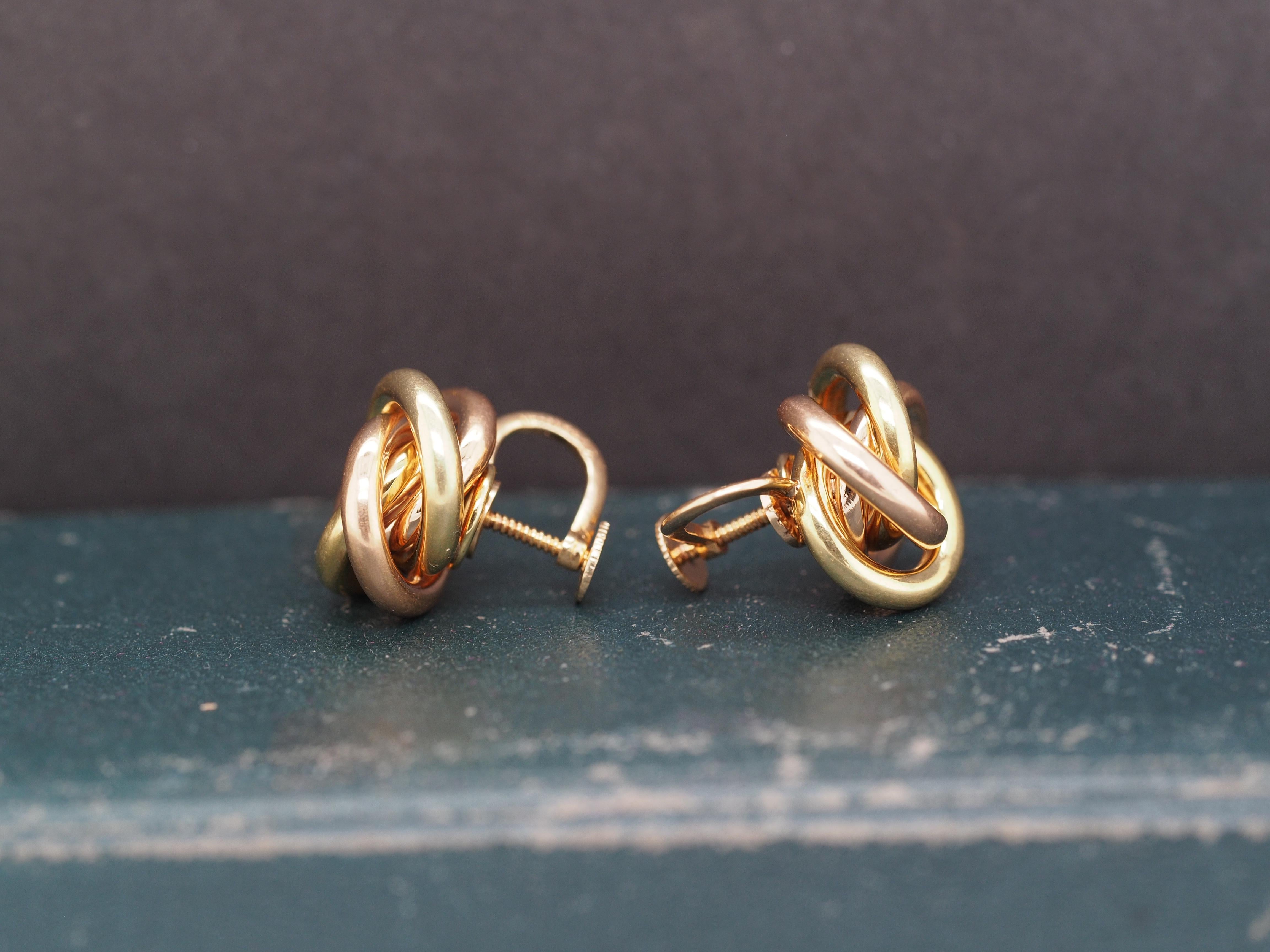 Art Deco Circa 1950s Tiffany & Co 14K Yellow and Rose Gold Knot Earrings For Sale
