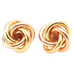Antique Circa 1950s Tiffany & Co 14K Yellow and Rose Gold Knot Earrings