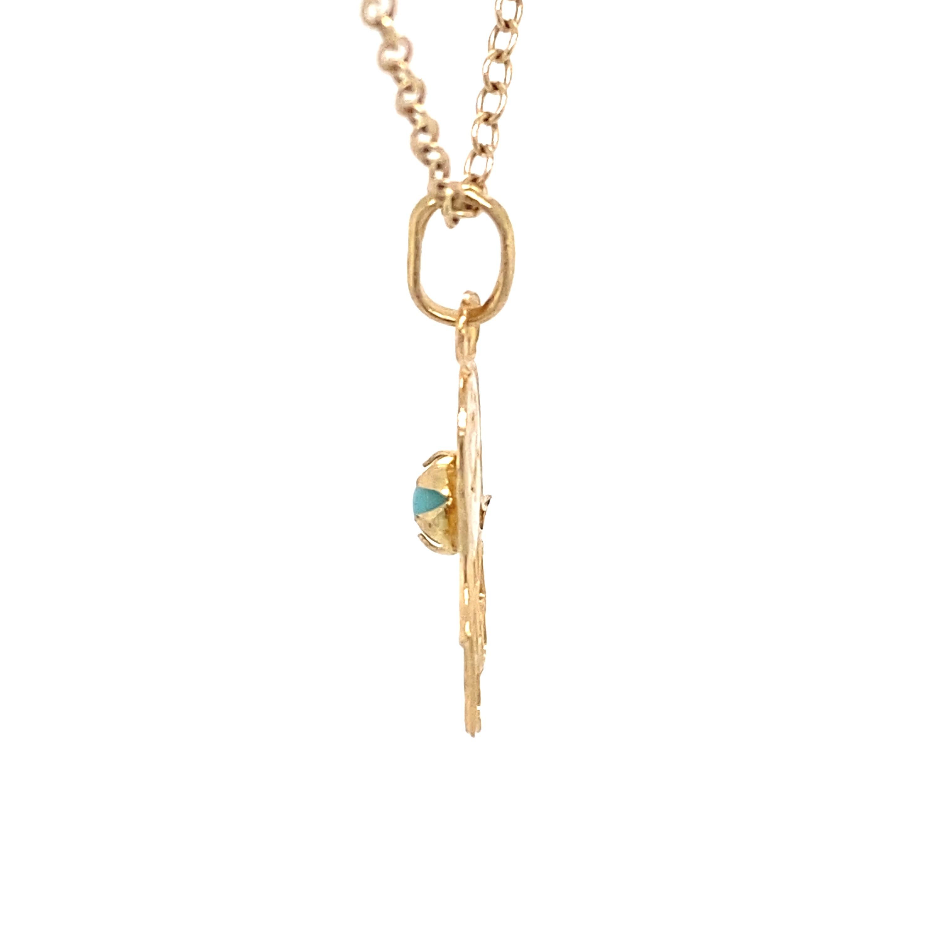 Türkisfarbener Hamsa-Anhänger aus 18 Karat Gold mit bösen Augen, um 1950 (Retro)