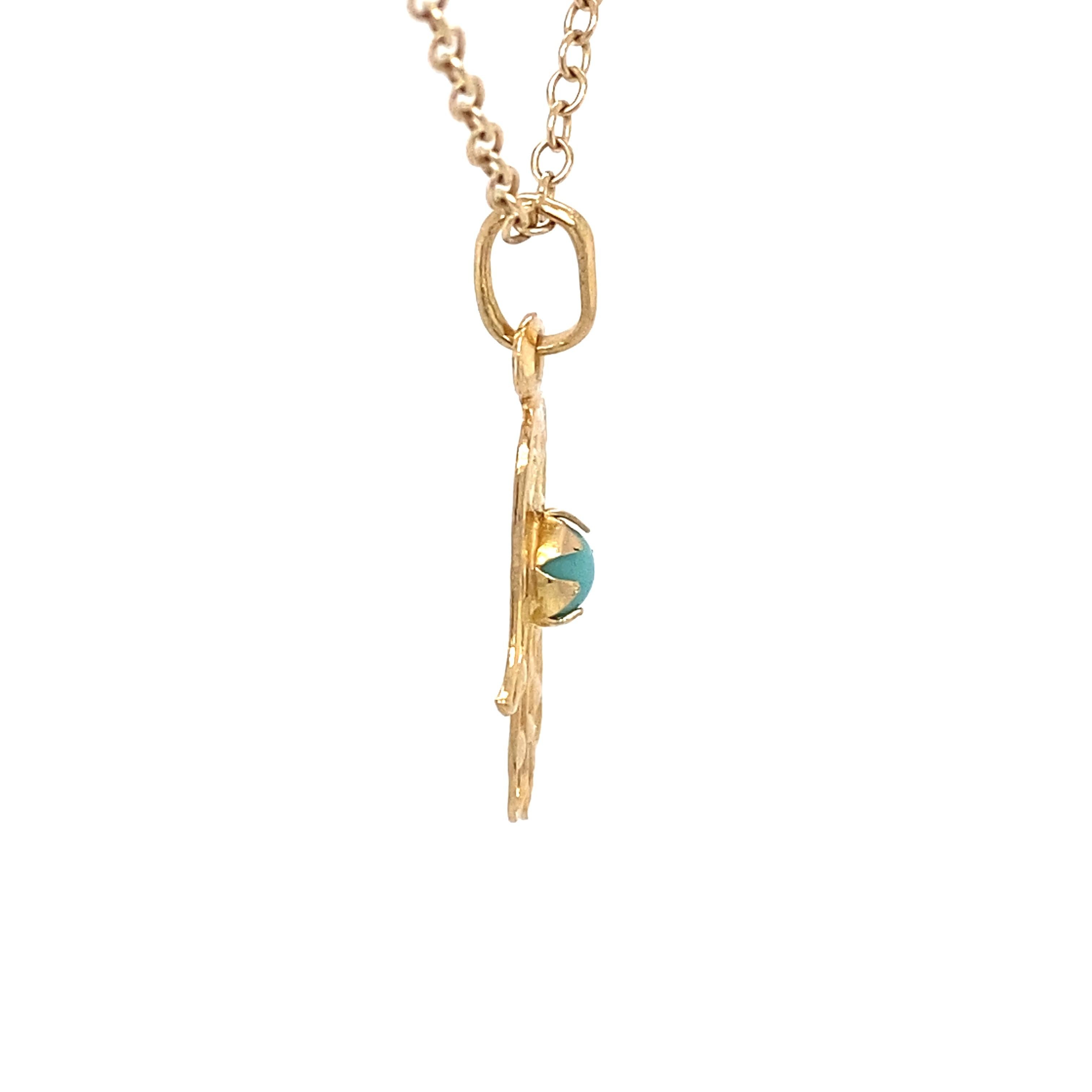 Türkisfarbener Hamsa-Anhänger aus 18 Karat Gold mit bösen Augen, um 1950 im Zustand „Hervorragend“ in Hicksville, NY