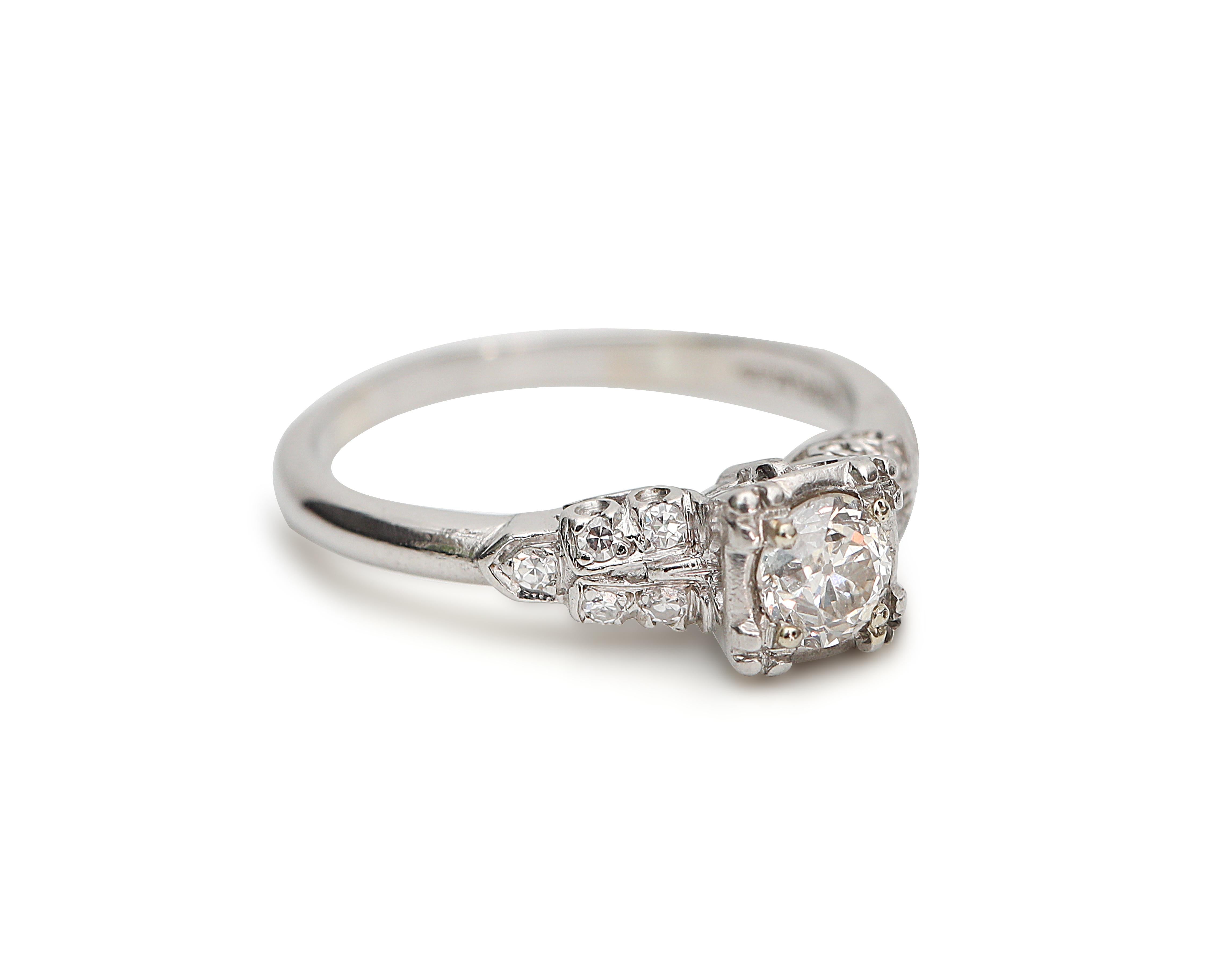 Vintage 14 Karat Gold Retro 0.42 Carat Engagement Ring, #NCR278, circa 1950s In Good Condition In Addison, TX
