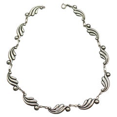 Circa 1950s Vintage Danecraft Sterling Silver Waves Necklace