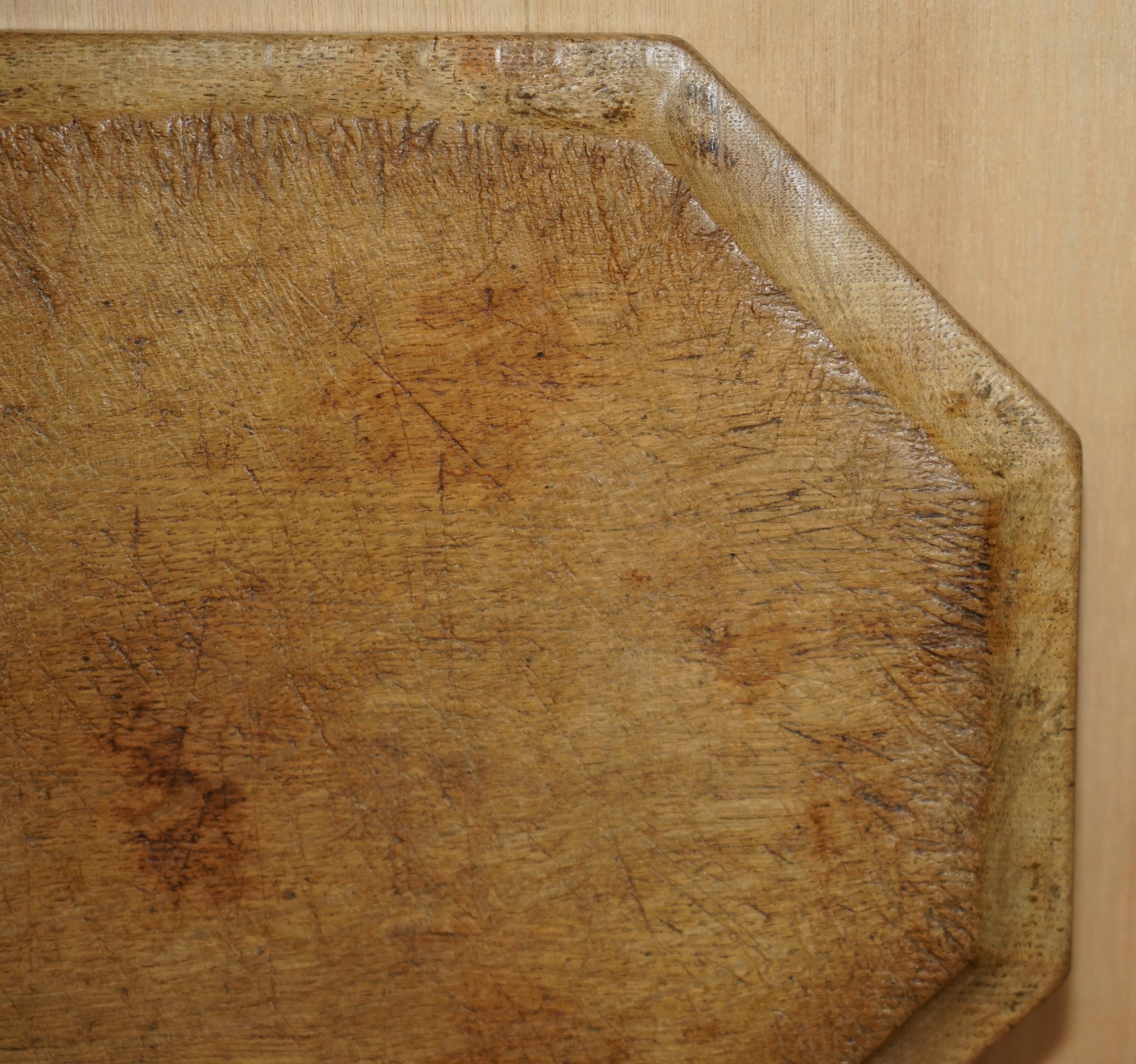 English CIRCA 1950's VINTAGE HEAVILY PATINATED ROBERT MOUSEMAN THOMPSON CHOPPING BOARD For Sale