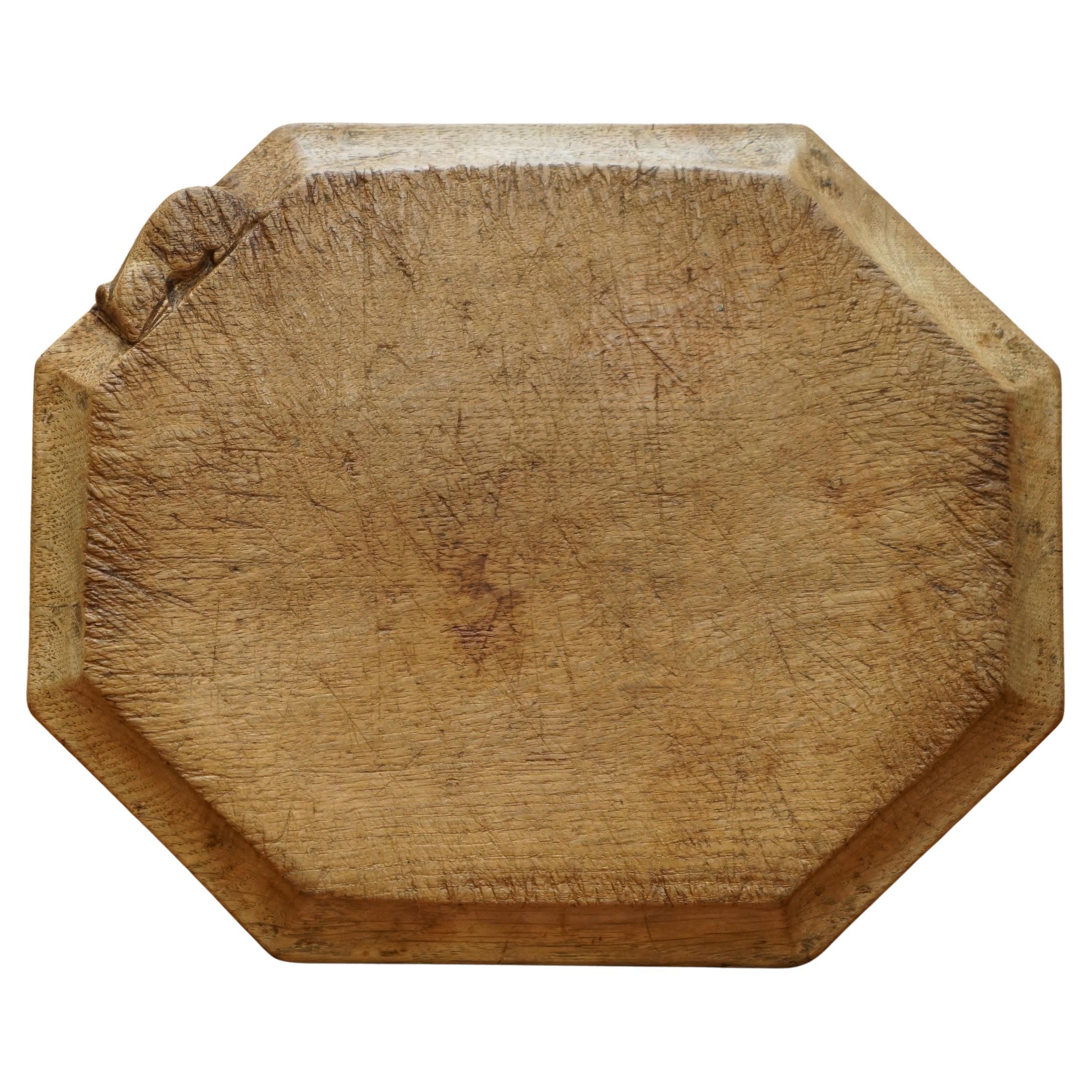 CIRCA 1950's VINTAGE HEAVILY PATINATED ROBERT MOUSEMAN THOMPSON CHOPPING BOARD