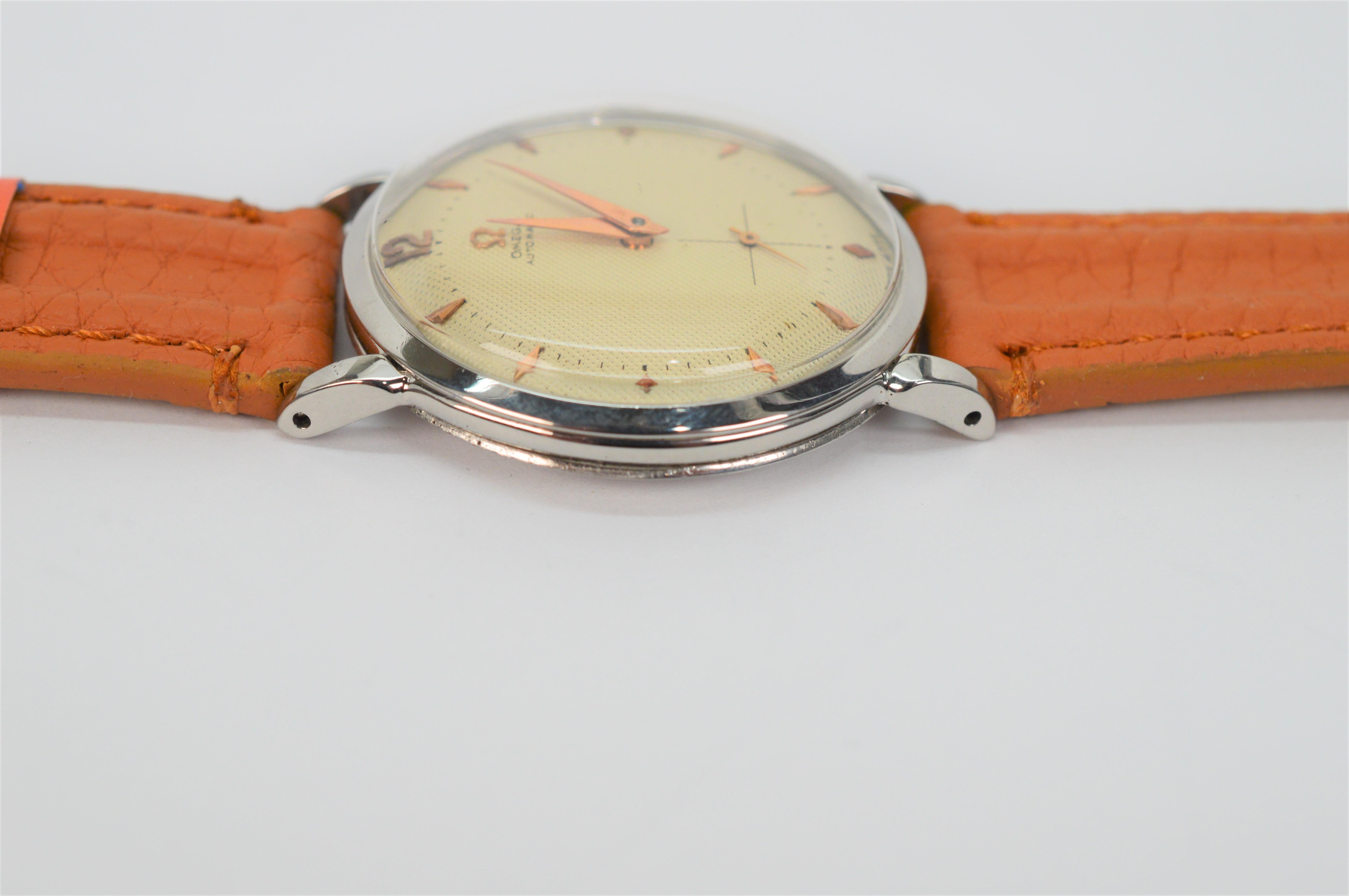 Omega 342 Stahl Automatik-Herrenarmbanduhr, ca. 1952 7