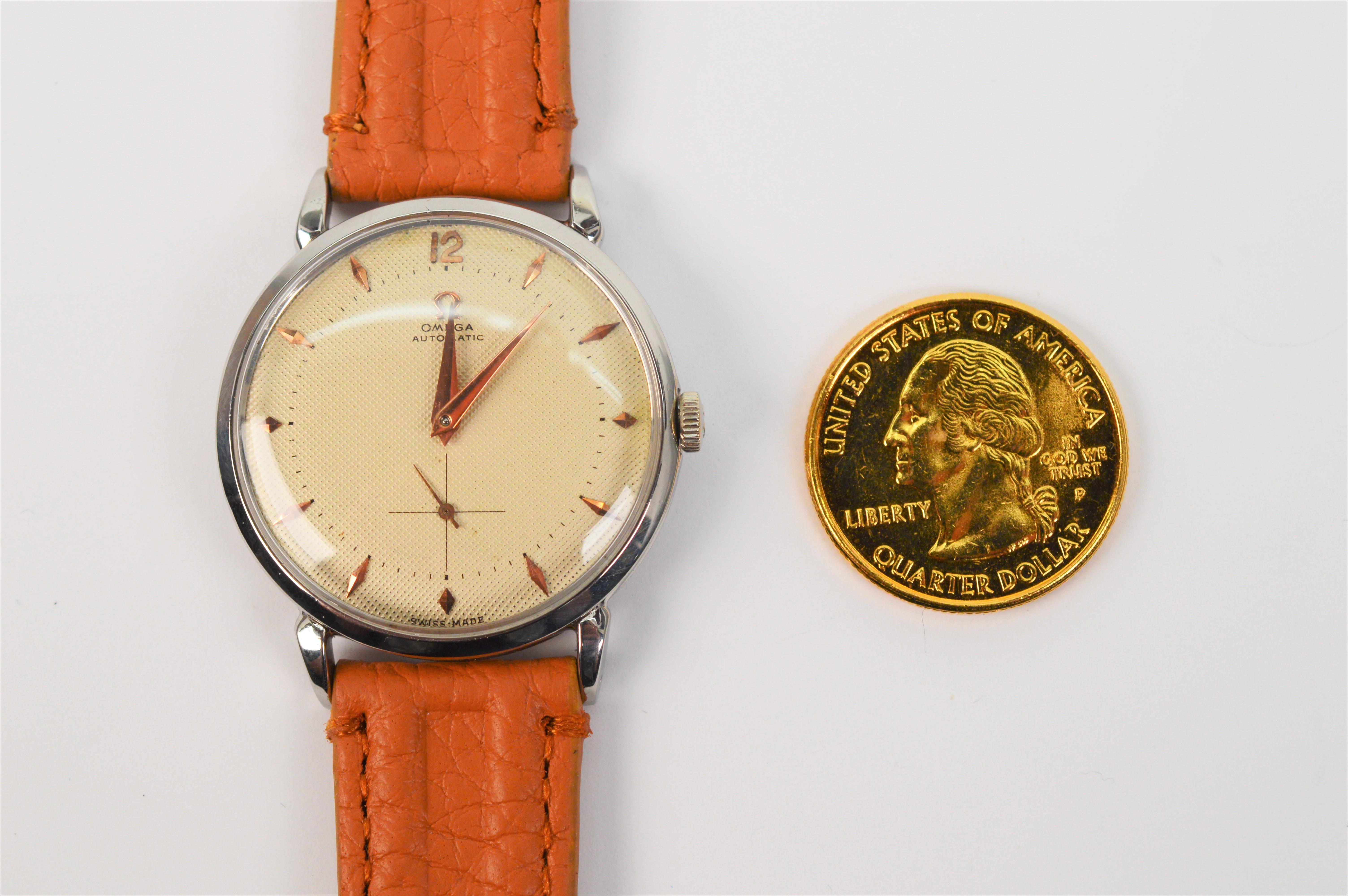 Circa 1952 Omega 342 Steel Automatic Men's Wrist Watch 5