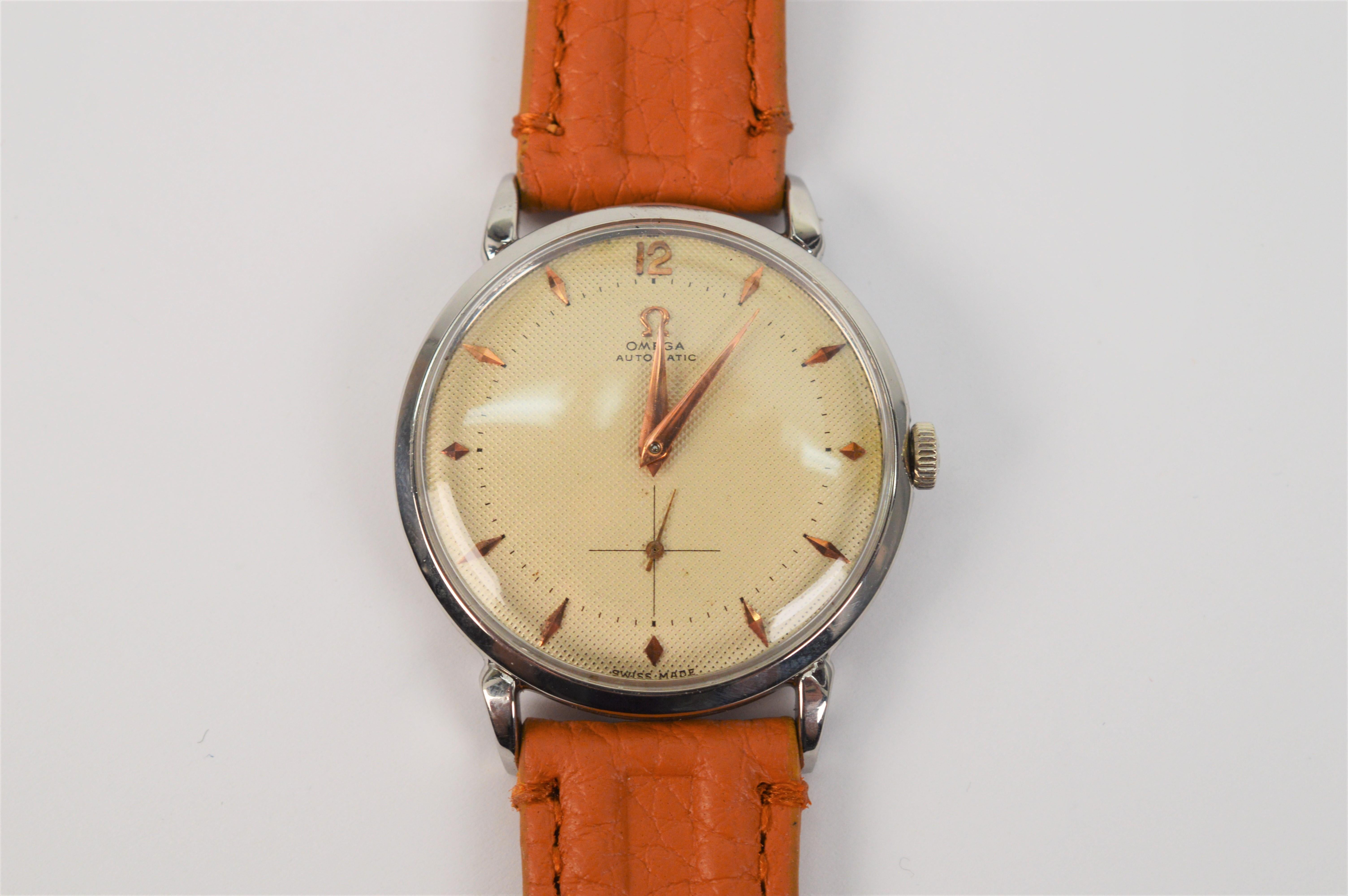 Circa 1952 Omega 342 Steel Automatic Men's Wrist Watch 1