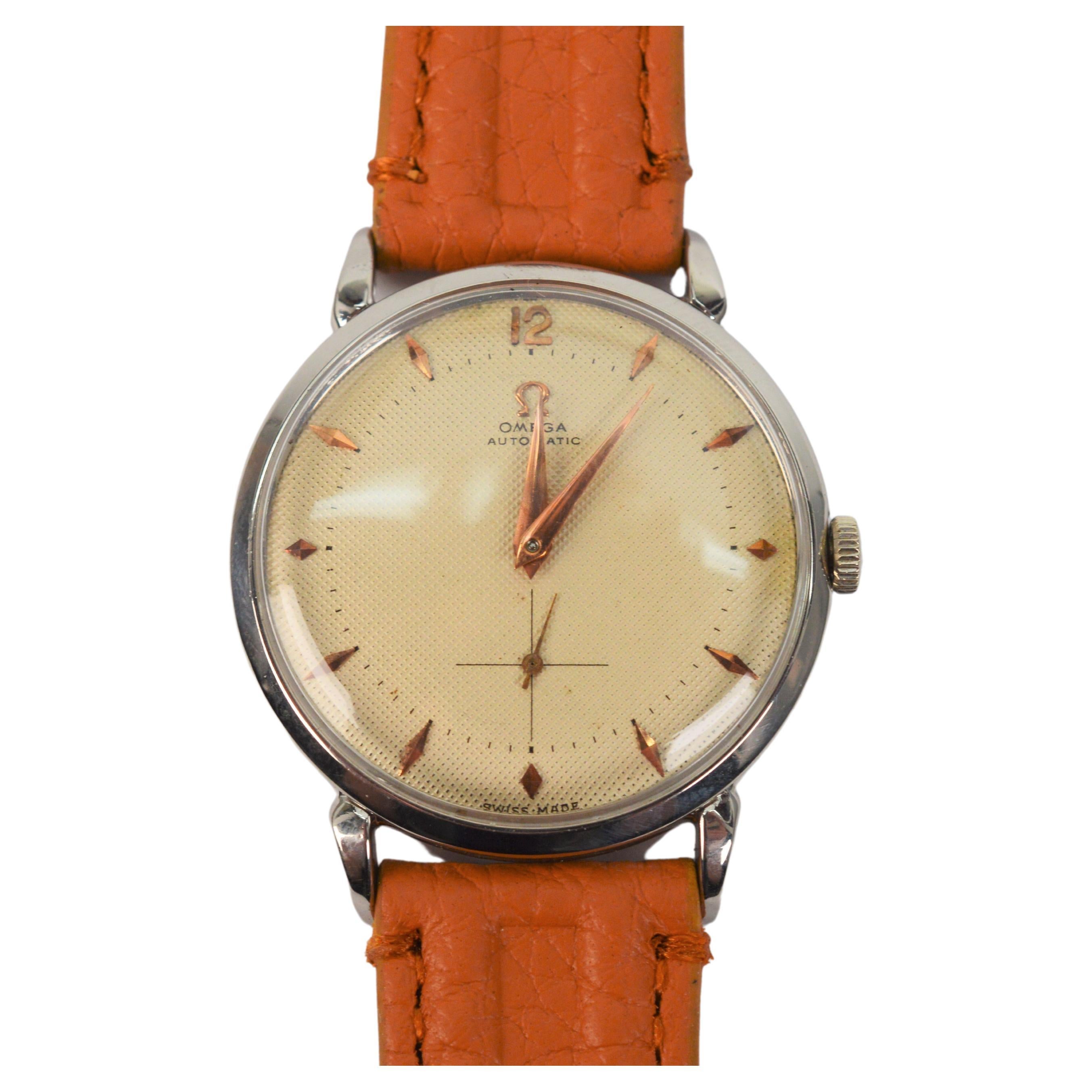 Circa 1952 Omega 342 Steel Automatic Men's Wrist Watch 3