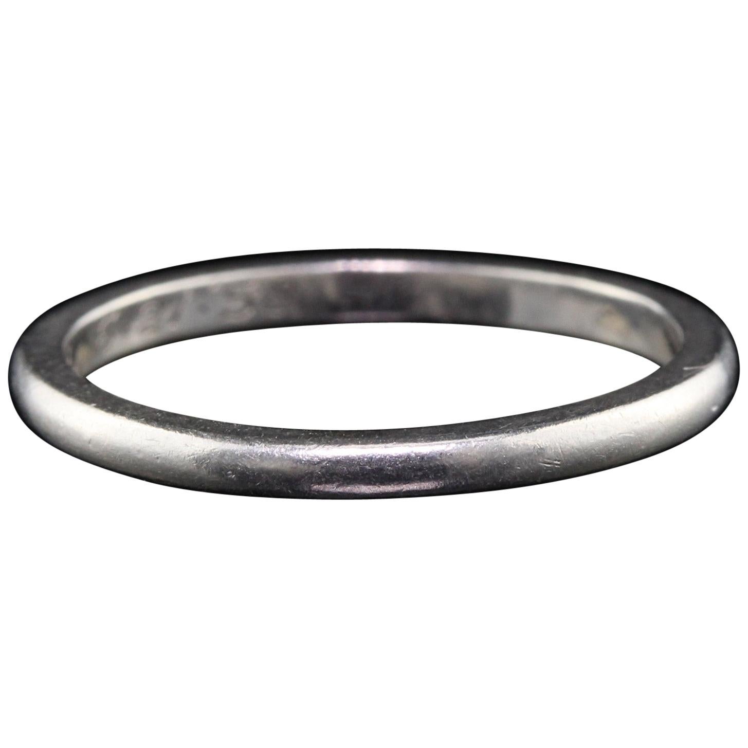 Vintage Estate Platinum Classic Wedding Band, circa 1958 For Sale