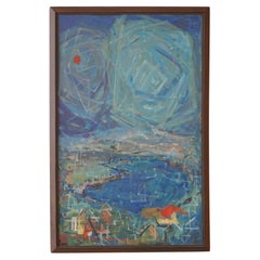 Circa 1959 Abstract Landscape Oil on Board by Doris Mae Totten Chase