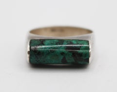 Circa 1960-70 Handmade Turquoise & Silver Man's Ring