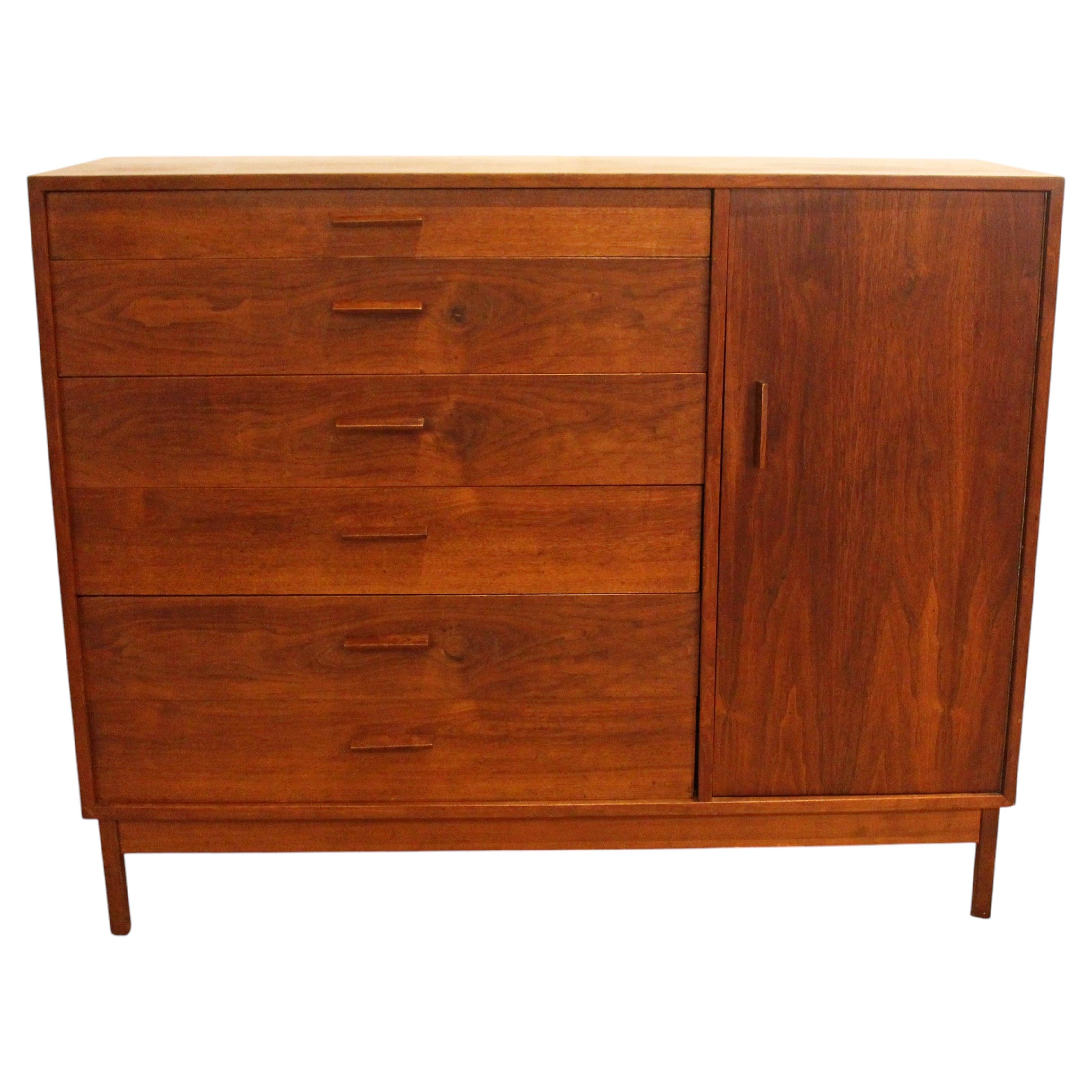 Circa 1960 American Walnut Six-Drawer Chest with Cabinet For Sale