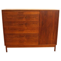 Circa 1960 American Walnut Six-Drawer Chest with Cabinet