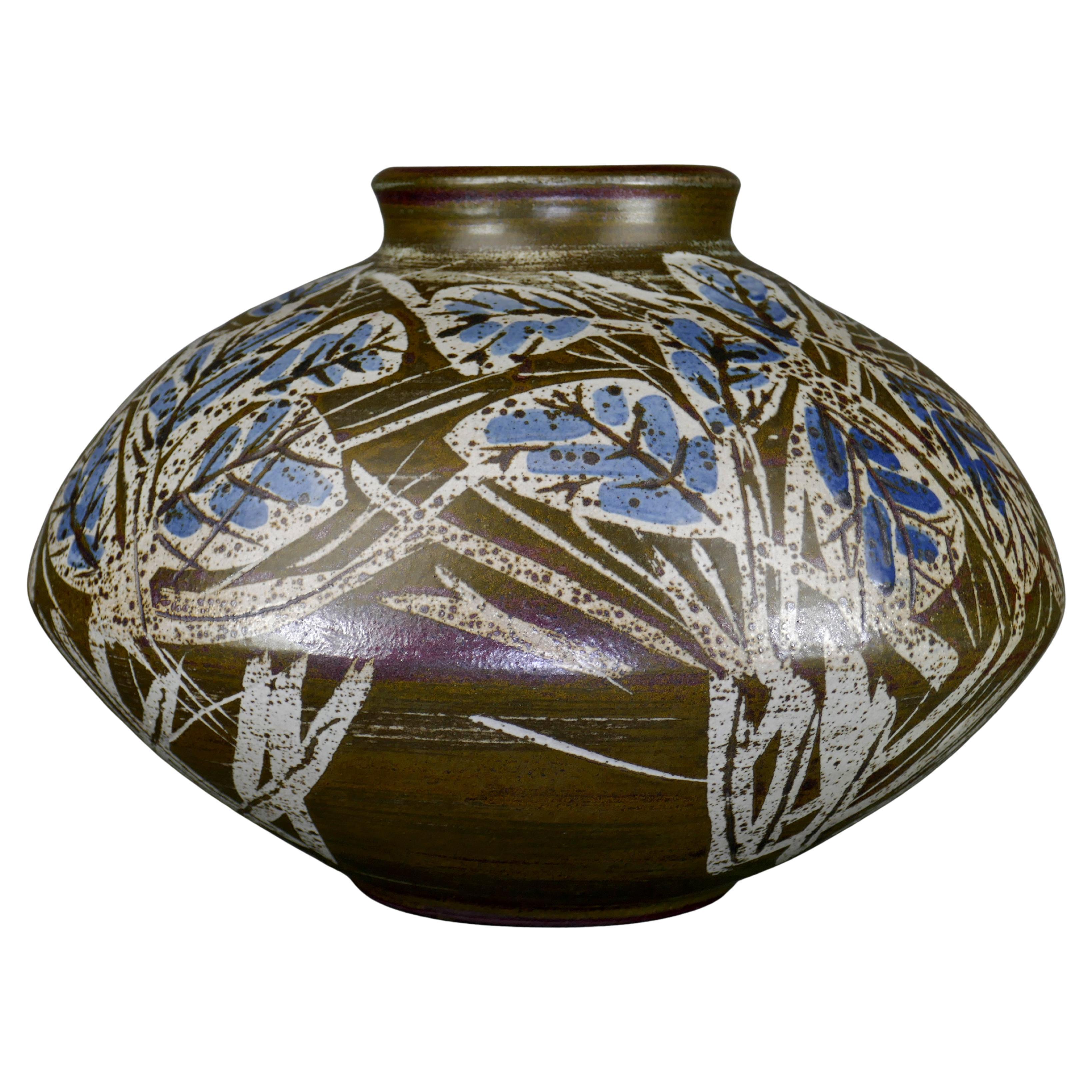 Circa 1960 Amy Donaldson Hand Painted Ceramic Vase Pot