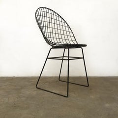 Black Wire Dining Chair with Beautiful Curves and Elegant Silhouet, circa 1960