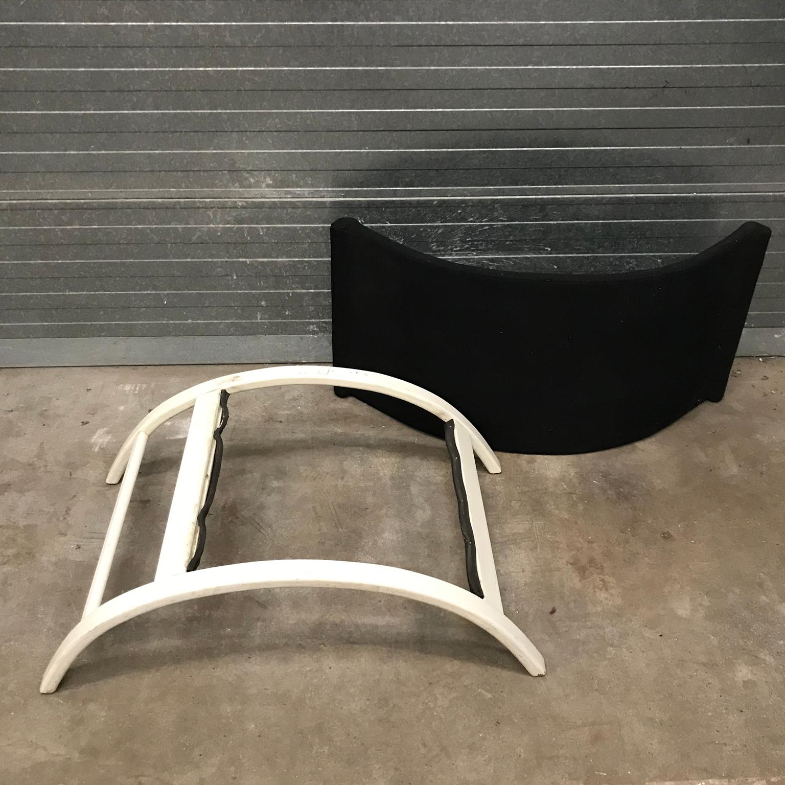 Elegant Infinitely Adjustable Easy Chair in Black Fabric & White Wood circa 1960 For Sale 13