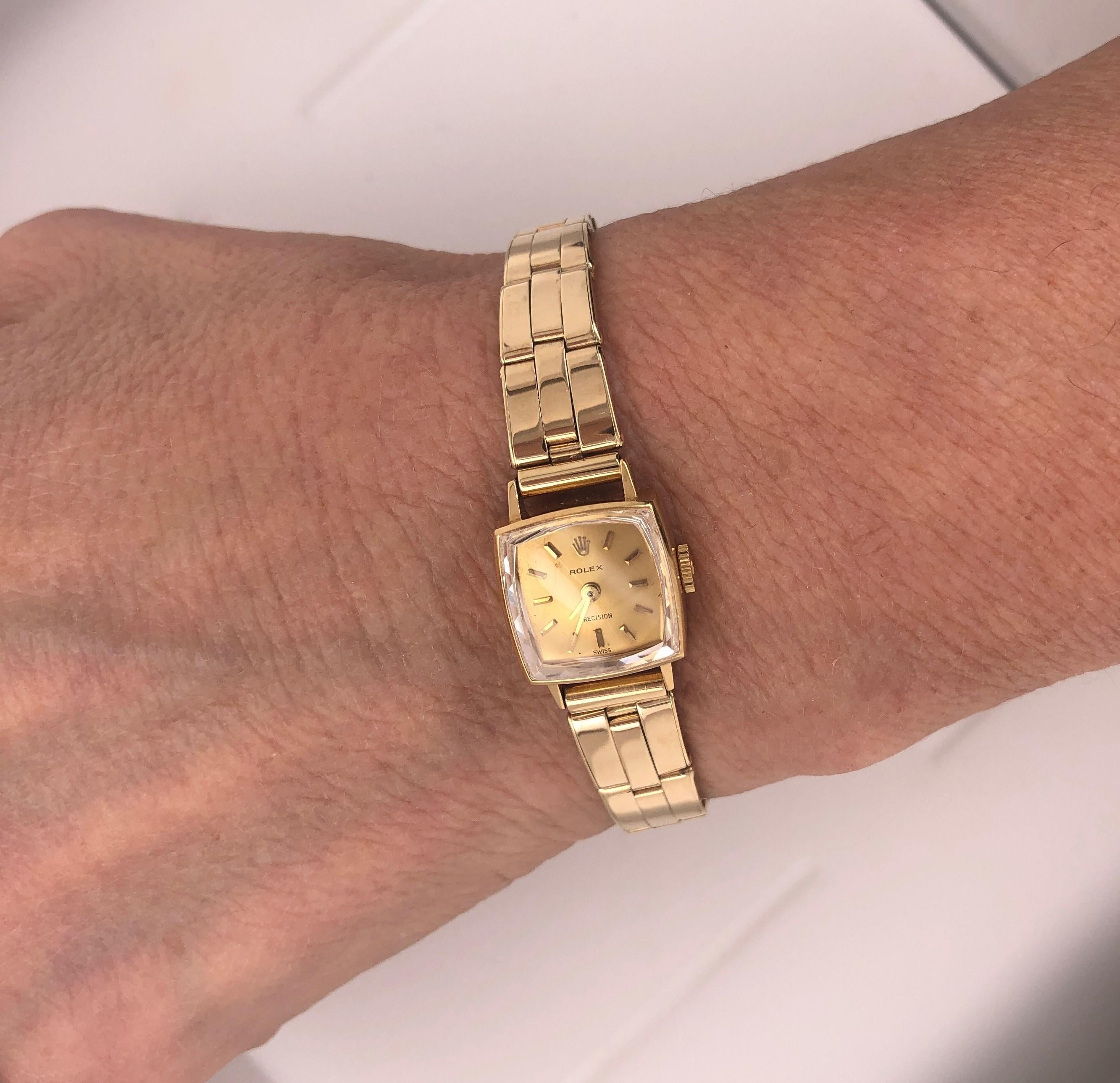 Ladies Yellow Gold Rolex Bracelet Watch, circa 1960 In Good Condition In Mount Kisco, NY