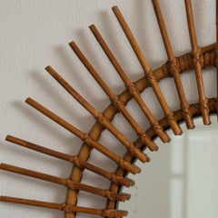 Circa 1960 Mid-Century Modern Brown Bamboo Wall Mirror