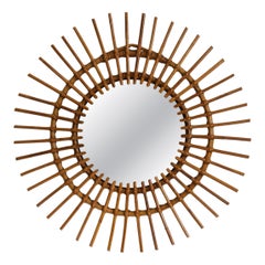 Circa 1960 Mid-Century Modern Brown Bamboo Wall Mirror