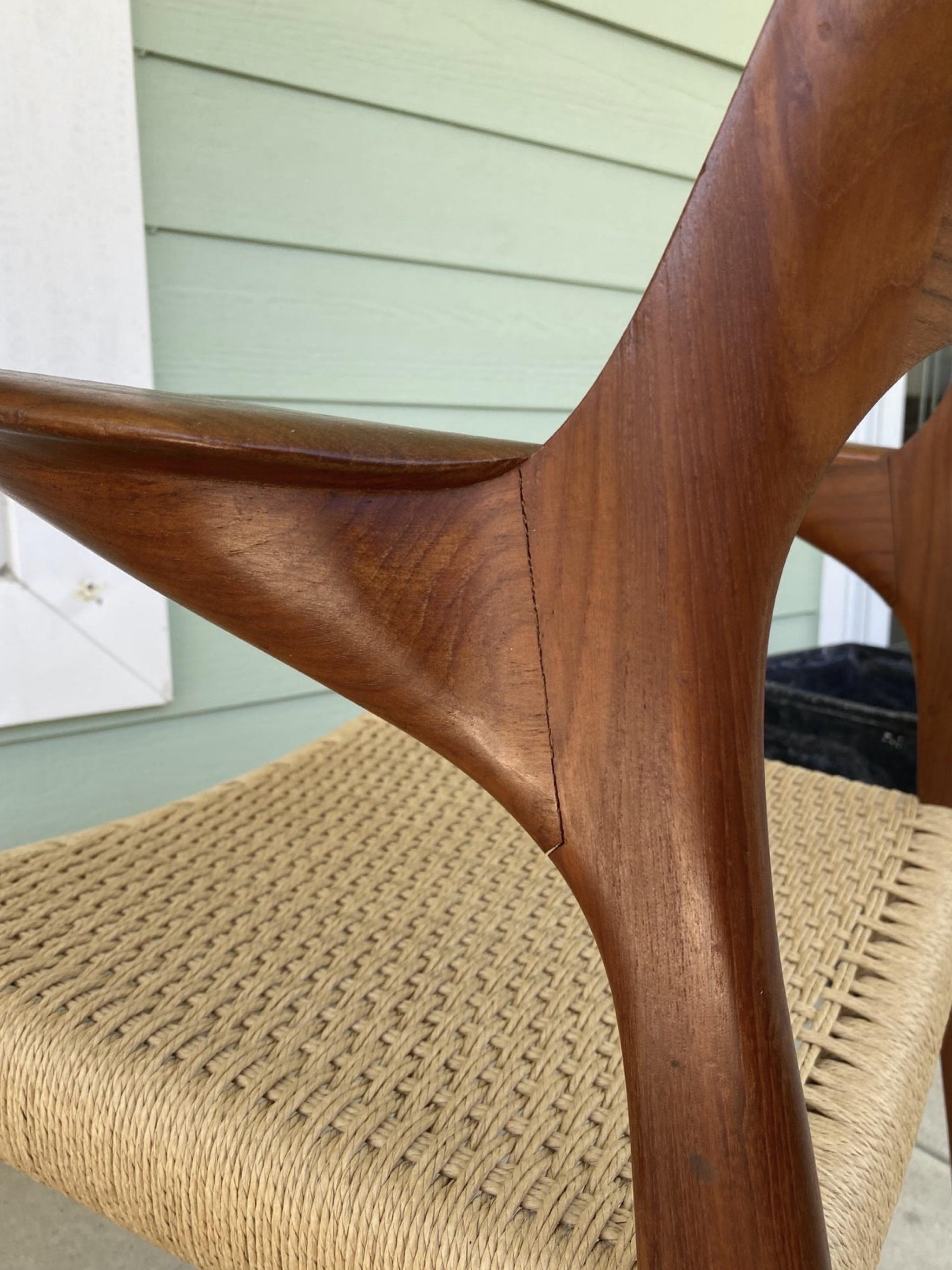 Danish Circa 1960 Møller Model 55 Teak and Papercord Armchairs - a Pair