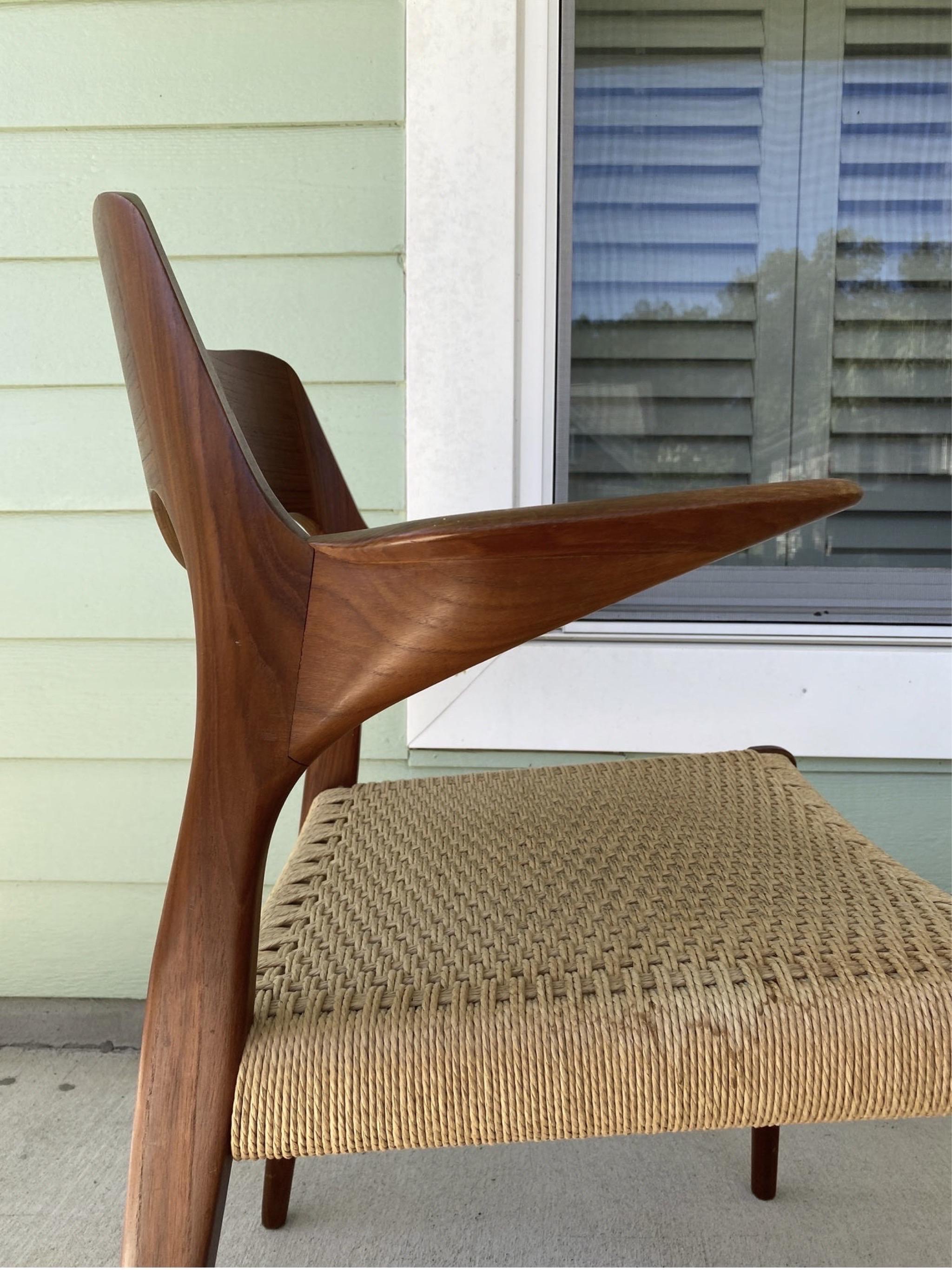 Circa 1960 Møller Model 55 Teak and Papercord Armchairs - a Pair 1