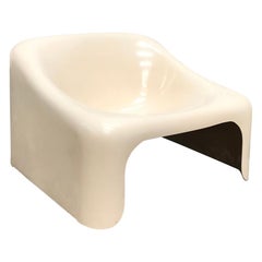 Plastic Comfortable Easy Chair in Off-White, circa 1960