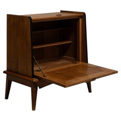 Circa 1960 Red Wood Mid-Century Modern Oak Cocktail Cabinet