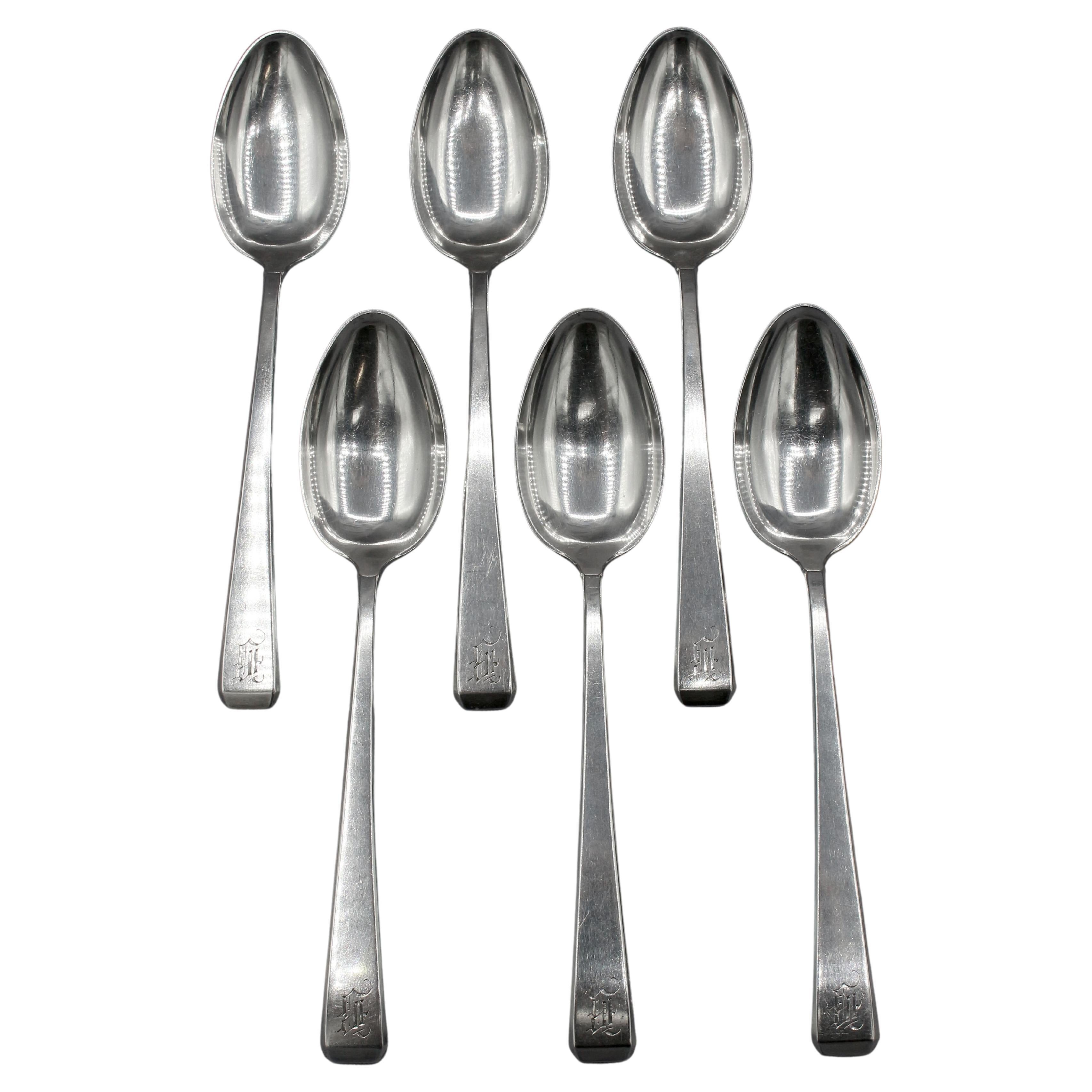 Circa 1960 Set of 6 Craftsman Pattern Sterling Silver Teaspoons by Towle For Sale