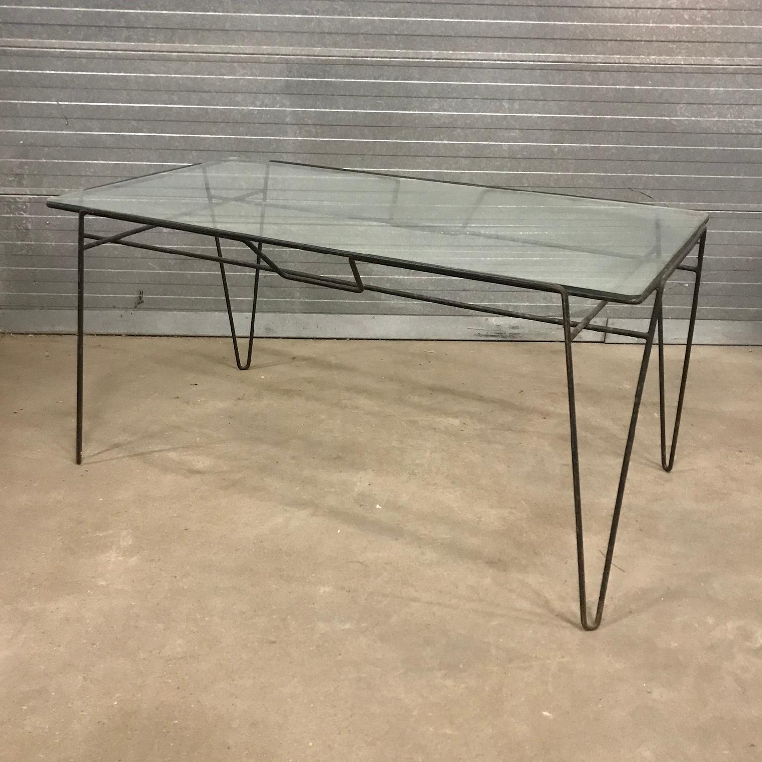 dining table with black metal legs