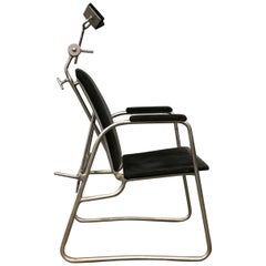 Unique Barber chair in Black Corduroy, circa 1960