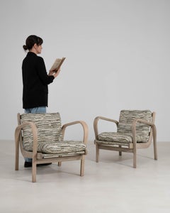 Circa 1960 White Pair Of H-237 Upholstered Bentwood Armchairs