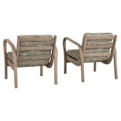 Circa 1960 White Pair Of H-237 Upholstered Bentwood Armchairs