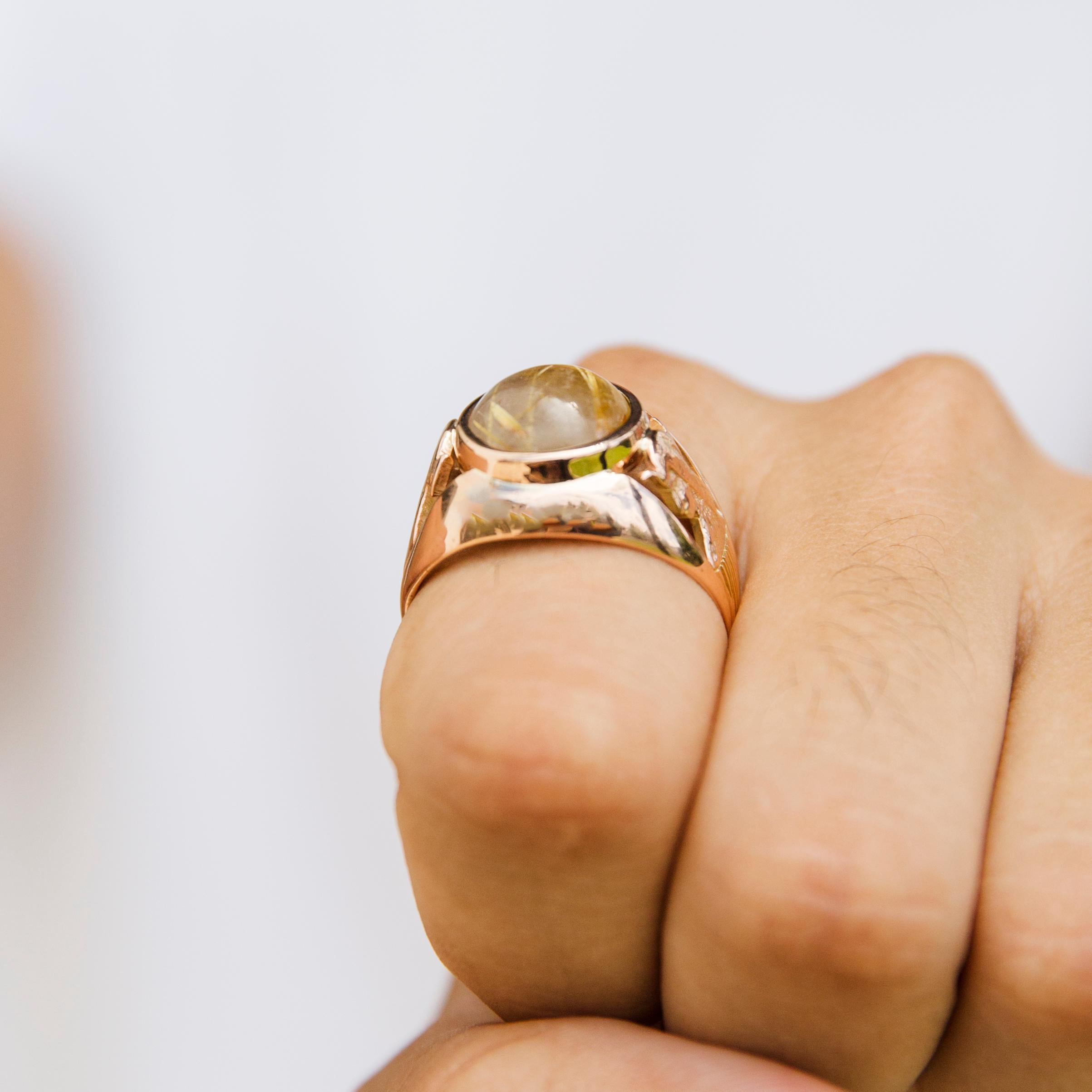 mens rose quartz ring